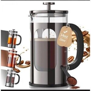 French Press Coffee Maker 34oz, No Plastic 34oz Multi-Serve